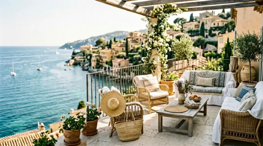Scène élégante et décontractée inspirée du style Riviera méditerranéen