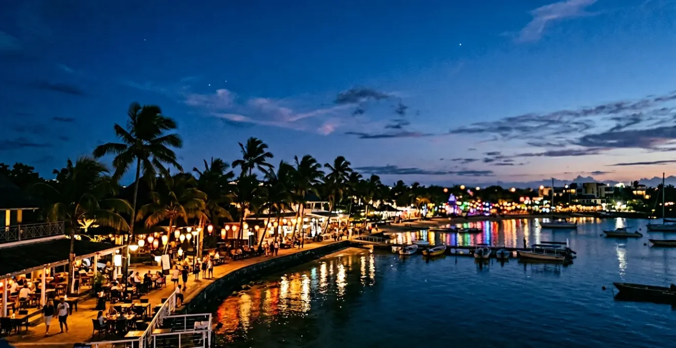 Vie nocturne animée à Grand Baie sous le ciel étoilé de l'île Maurice
