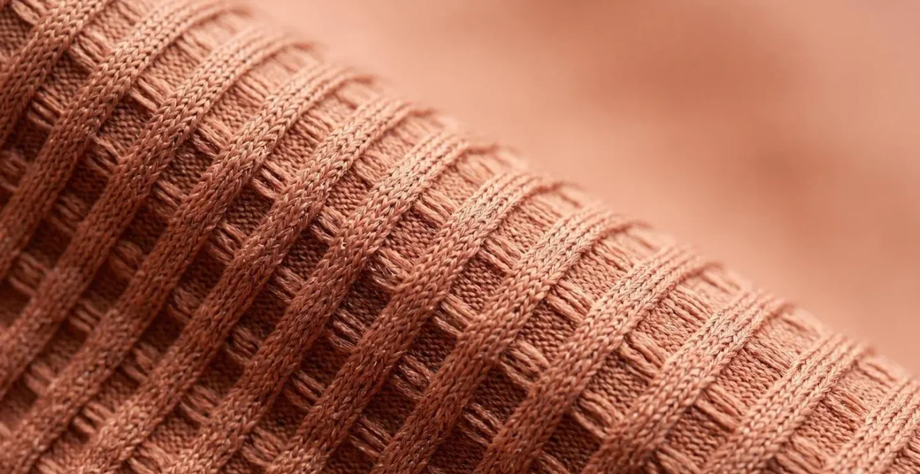 Gros plan macro sur la texture d'un tissu de maillot de bain technique moderne avec relief subtil