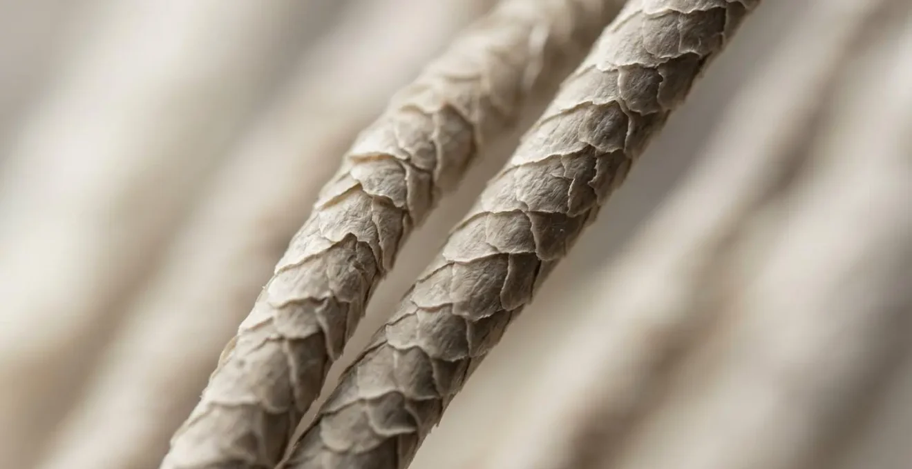 Gros plan sur la structure écailleuse de fibres de laine mérinos révélant leurs propriétés antibactériennes