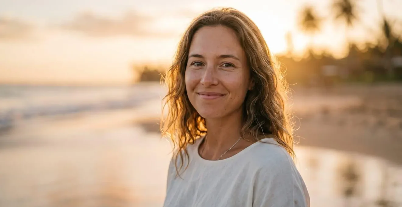 Portrait au coucher du soleil avec lumière dorée naturelle et débouchage des ombres