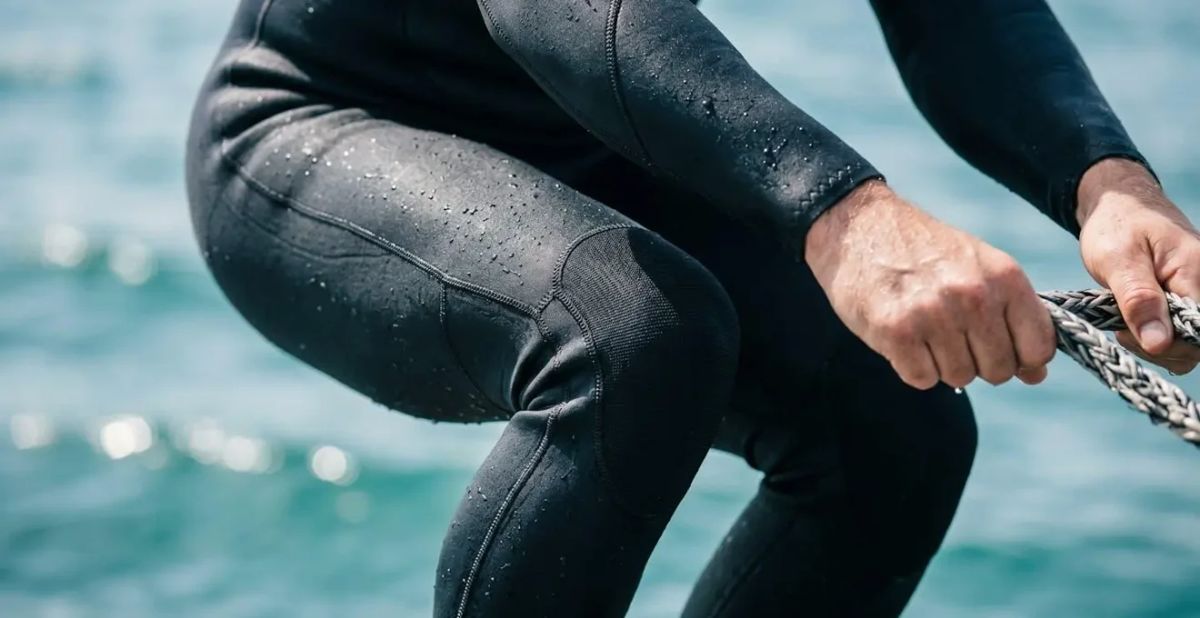 Gros plan sur la position corporelle correcte au démarrage d'un sport tracté nautique