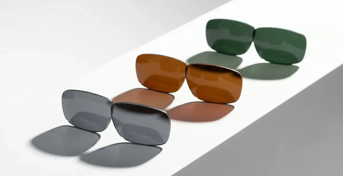 Différentes teintes de verres polarisés avec effets de lumière colorés